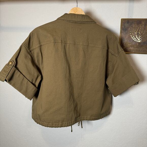 Women's Lauren Ralph Lauren Olive Crop Cargo Button Front Shirt Jacket Size 10 - Picture 7 of 10